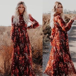 Weeping Willow Pleated Cut Out Maxi Dress By Vici